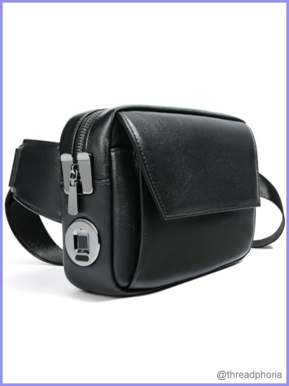 Genuine Leather Anti-Theft Crossbody Sling Bag with Fingerprint Lock for Travel